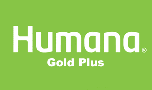 Humana Gold Plus insurance logo on bright green background for dental practice.